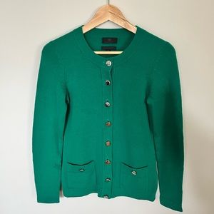 Banana Republic, 100% Cashmere Cardigan, Kelly Green, Size XS